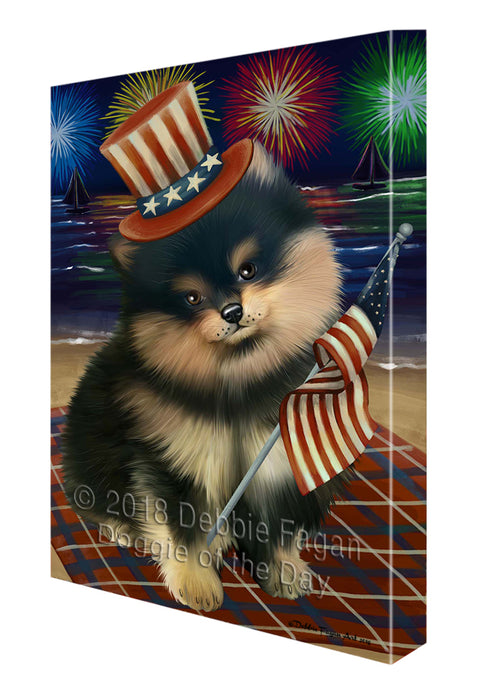 4th of July Independence Day Firework Pomeranian Dog Canvas Wall Art CVS56316