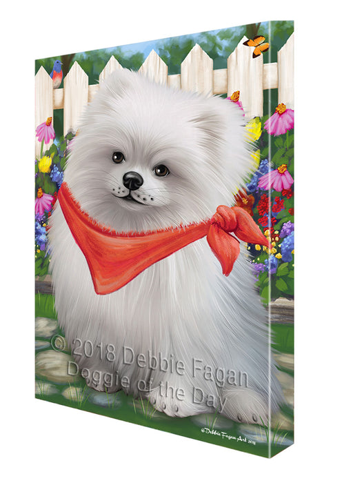 Spring Floral Pomeranian Dog Canvas Wall Art CVS68092