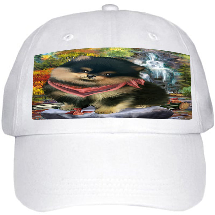 Scenic Waterfall Pomeranian Dog Ball Hat Cap HAT52251
