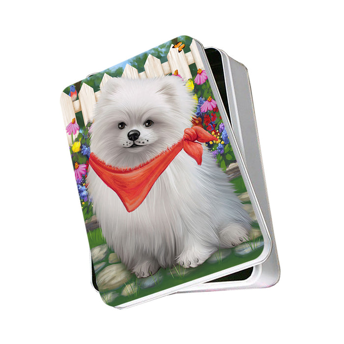 Spring Floral Pomeranian Dog Photo Storage Tin PITN50202