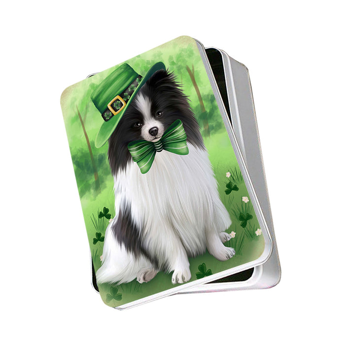 St. Patricks Day Irish Portrait Pomeranian Dog Photo Storage Tin PITN49349