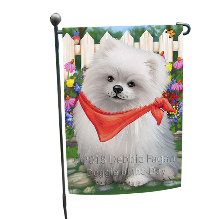 Spring Floral Pomeranian Dog Garden Flag GFLG50089