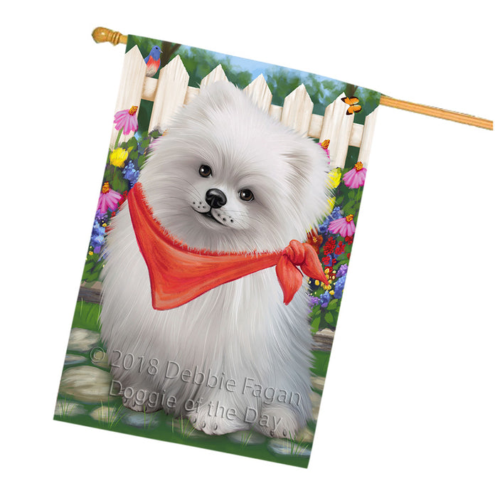 Spring Floral Pomeranian Dog House Flag FLG50225