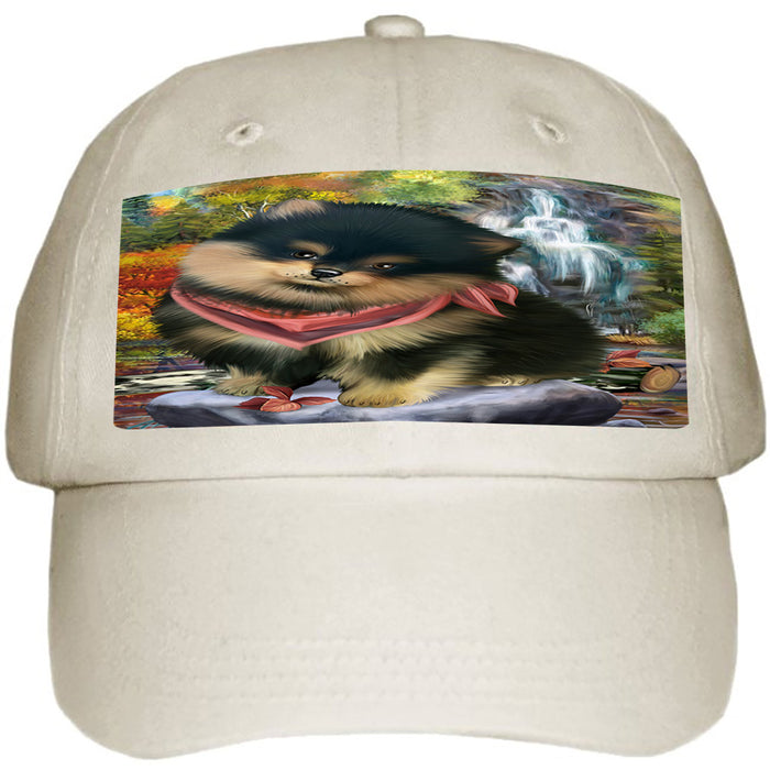 Scenic Waterfall Pomeranian Dog Ball Hat Cap HAT52251
