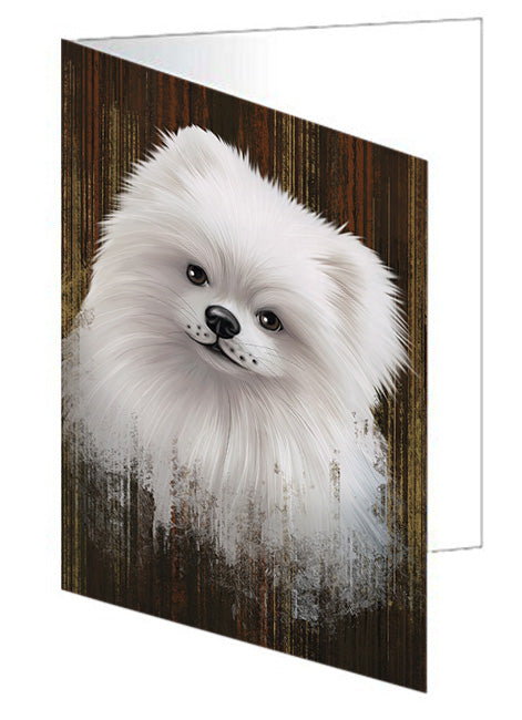 Rustic Pomeranian Dog Handmade Artwork Assorted Pets Greeting Cards and Note Cards with Envelopes for All Occasions and Holiday Seasons GCD55403