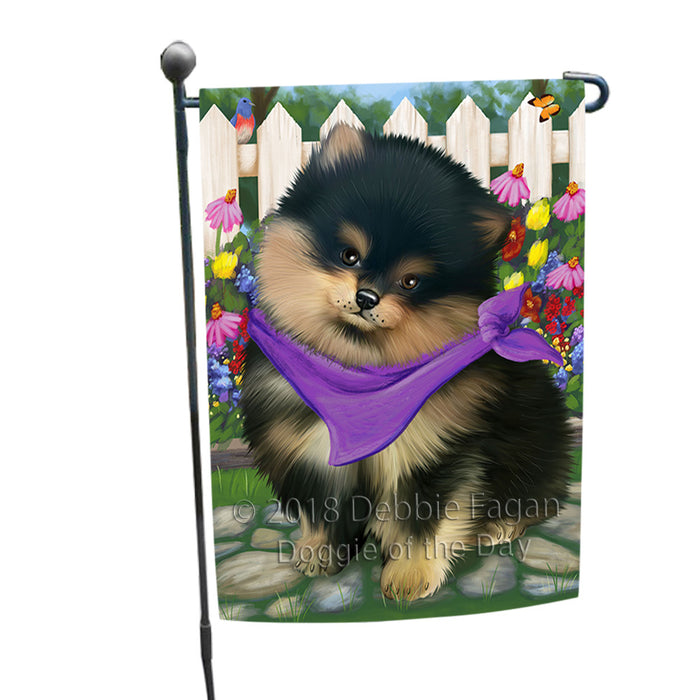 Spring Floral Pomeranian Dog Garden Flag GFLG50090