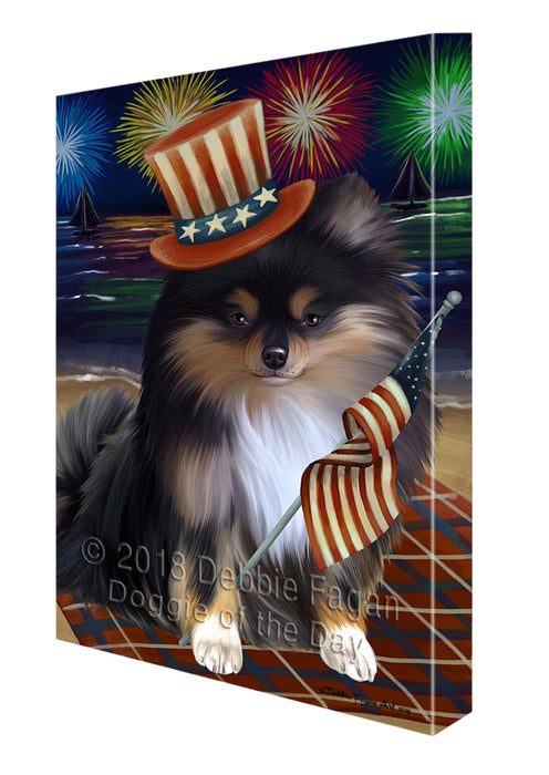 4th of July Independence Day Firework Pomeranian Dog Canvas Wall Art CVS56325
