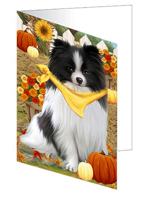 Fall Autumn Greeting Pomeranian Dog with Pumpkins Handmade Artwork Assorted Pets Greeting Cards and Note Cards with Envelopes for All Occasions and Holiday Seasons GCD56516