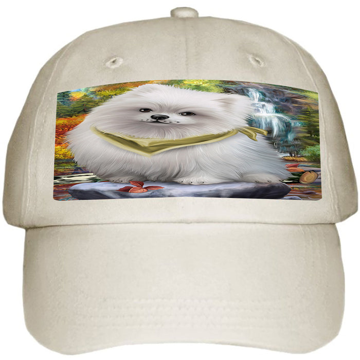 Scenic Waterfall Pomeranian Dog Ball Hat Cap HAT52254