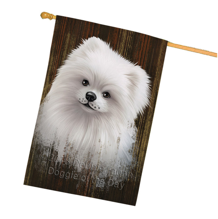 Rustic Pomeranian Dog House Flag FLG50475