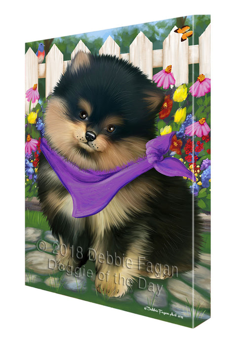 Spring Floral Pomeranian Dog Canvas Wall Art CVS68101
