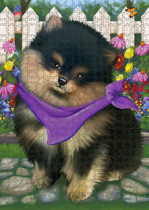 Spring Floral Pomeranian Dog Puzzle with Photo Tin PUZL54489