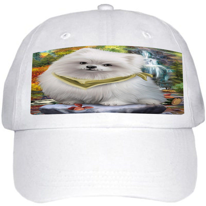 Scenic Waterfall Pomeranian Dog Ball Hat Cap HAT52254