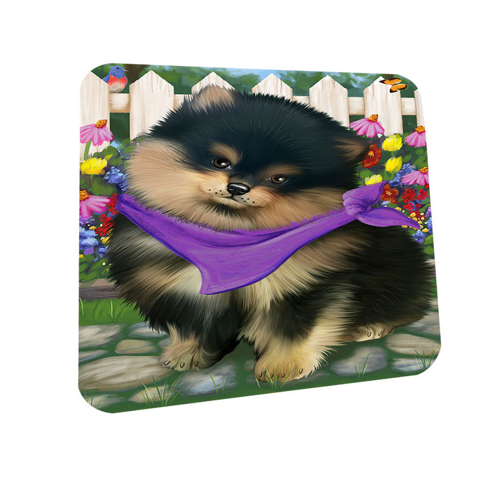 Spring Floral Pomeranian Dog Coasters Set of 4 CST50162