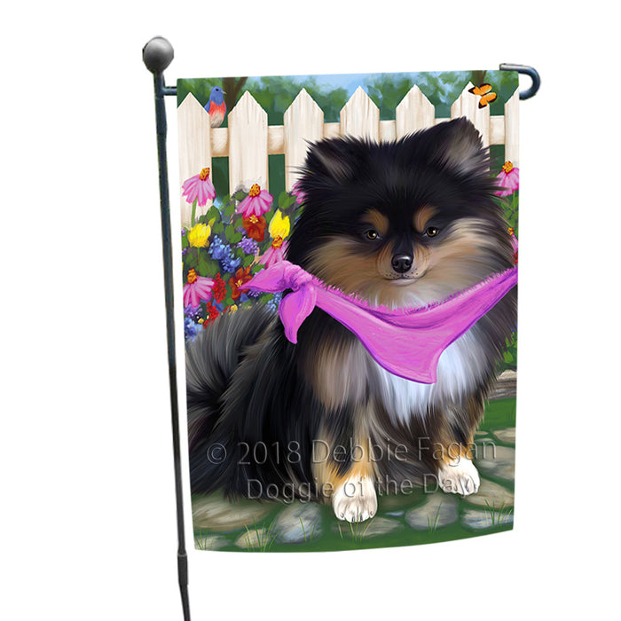 Spring Floral Pomeranian Dog Garden Flag GFLG50091