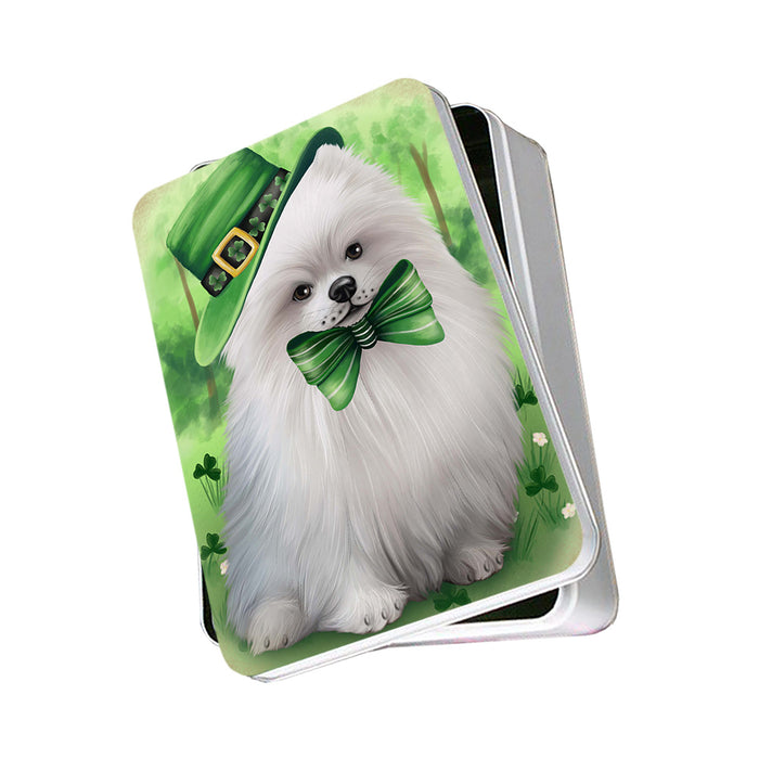 St. Patricks Day Irish Portrait Pomeranian Dog Photo Storage Tin PITN49351
