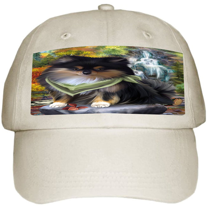 Scenic Waterfall Pomeranian Dog Ball Hat Cap HAT52257