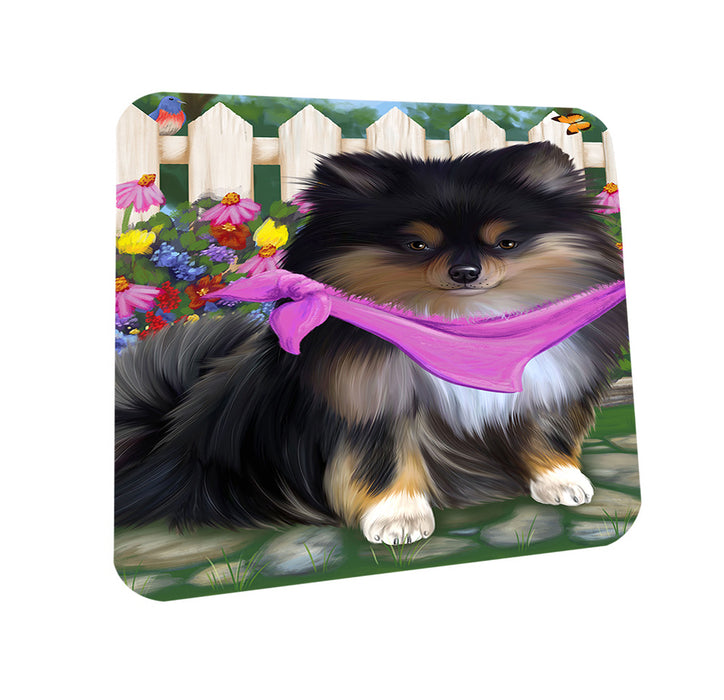 Spring Floral Pomeranian Dog Coasters Set of 4 CST50163