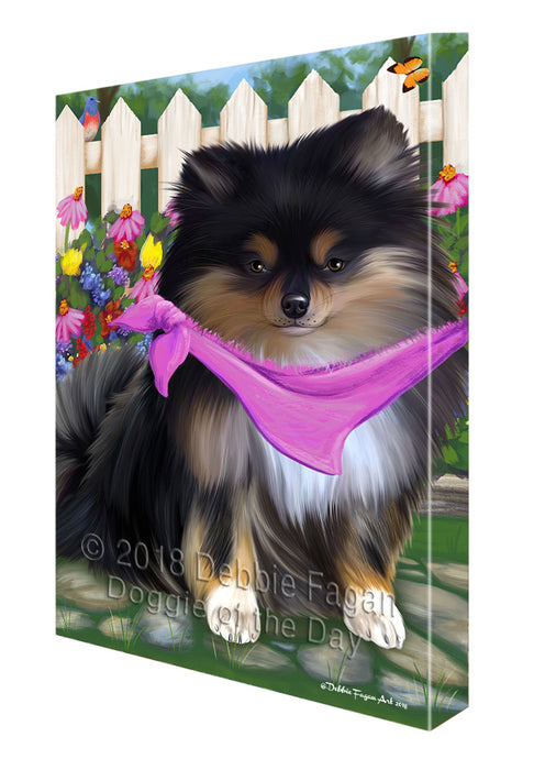 Spring Floral Pomeranian Dog Canvas Wall Art CVS68110
