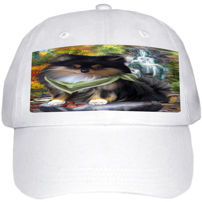 Scenic Waterfall Pomeranian Dog Ball Hat Cap HAT52257