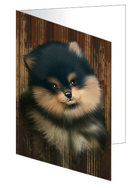 Rustic Pomeranian Dog Handmade Artwork Assorted Pets Greeting Cards and Note Cards with Envelopes for All Occasions and Holiday Seasons GCD55406