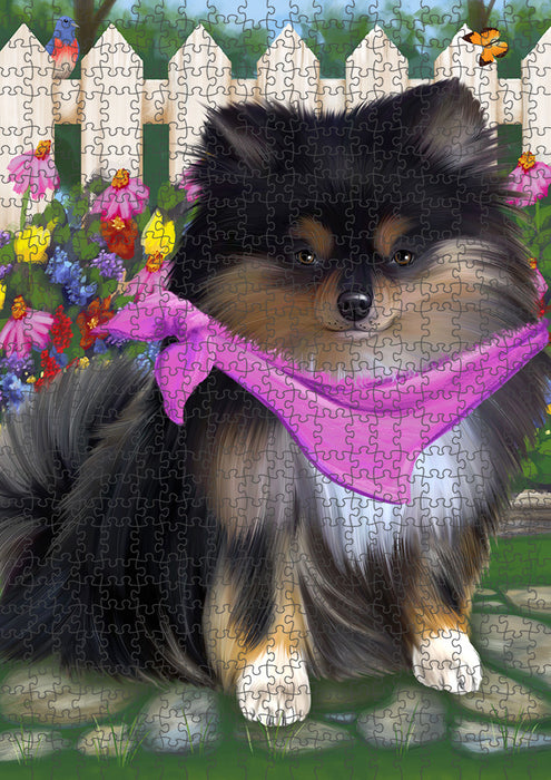 Spring Floral Pomeranian Dog Puzzle with Photo Tin PUZL54492