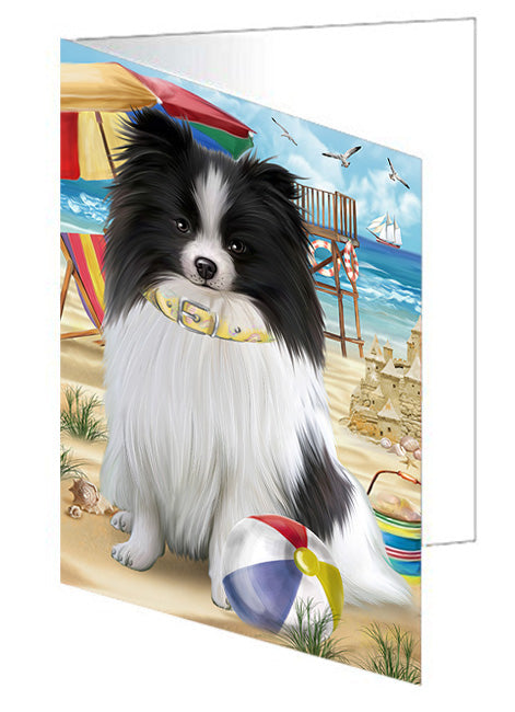 Pet Friendly Beach Pomeranian Dog Handmade Artwork Assorted Pets Greeting Cards and Note Cards with Envelopes for All Occasions and Holiday Seasons GCD54251