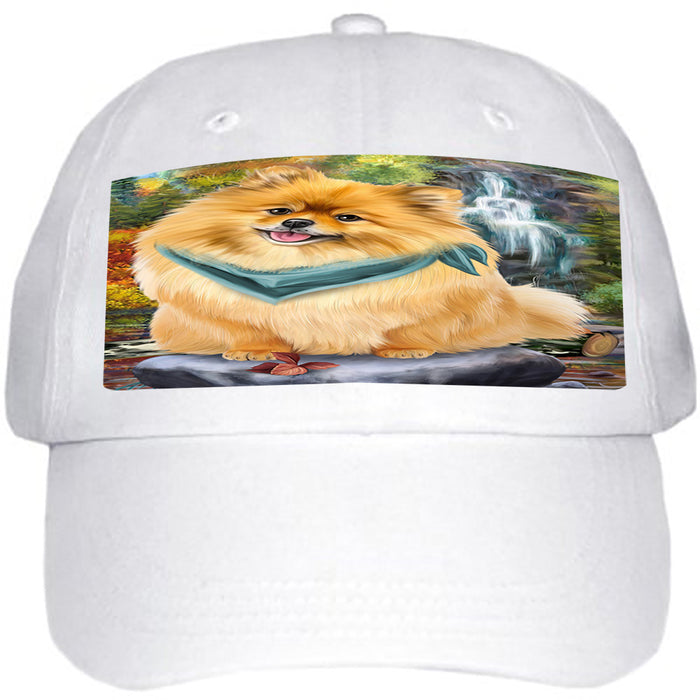 Scenic Waterfall Pomeranian Dog Ball Hat Cap HAT52260