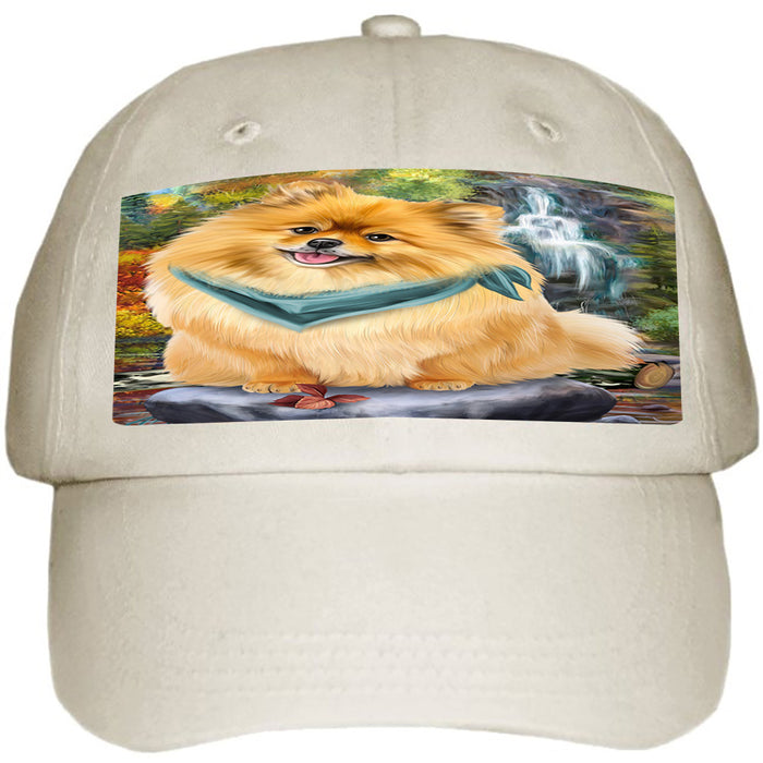 Scenic Waterfall Pomeranian Dog Ball Hat Cap HAT52260