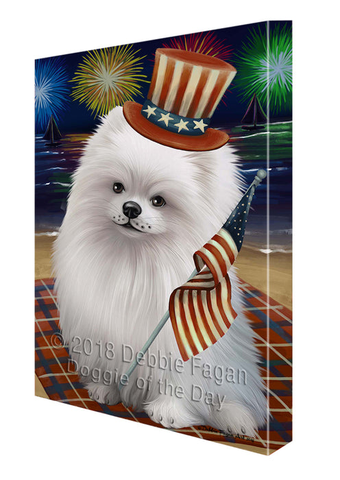4th of July Independence Day Firework Pomeranian Dog Canvas Wall Art CVS56343