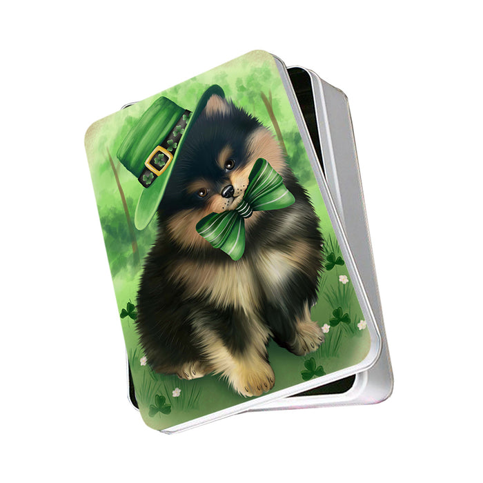 St. Patricks Day Irish Portrait Pomeranian Dog Photo Storage Tin PITN49352