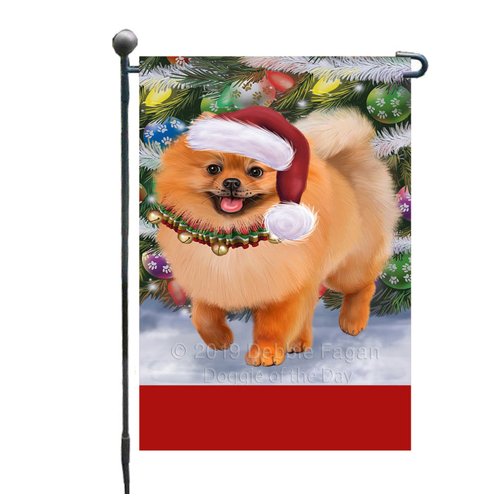 Personalized Trotting in the Snow Pomeranian Dog Custom Garden Flags GFLG-DOTD-A60769