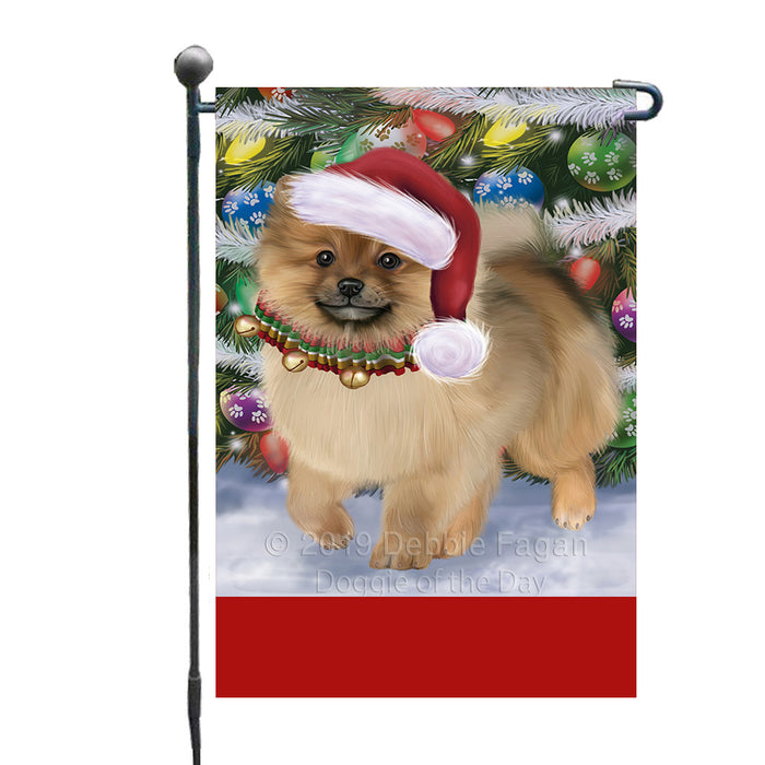 Personalized Trotting in the Snow Pomeranian Dog Custom Garden Flags GFLG-DOTD-A60770