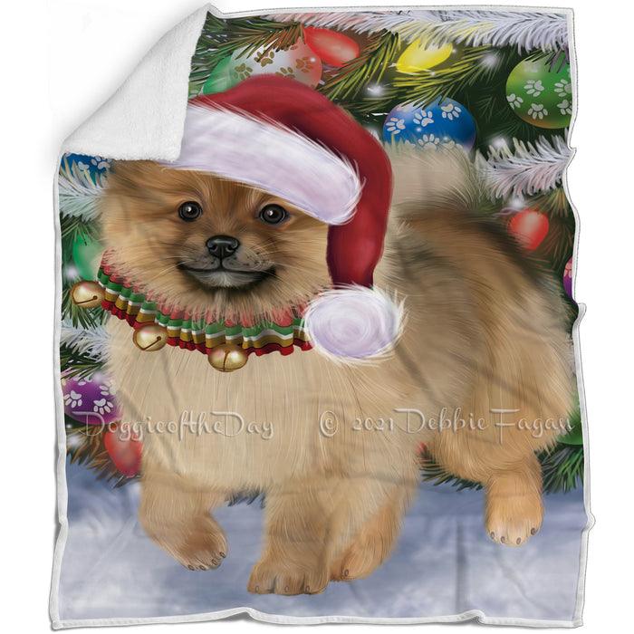 Trotting in the Snow Pomeranian Dog Blanket BLNKT142821