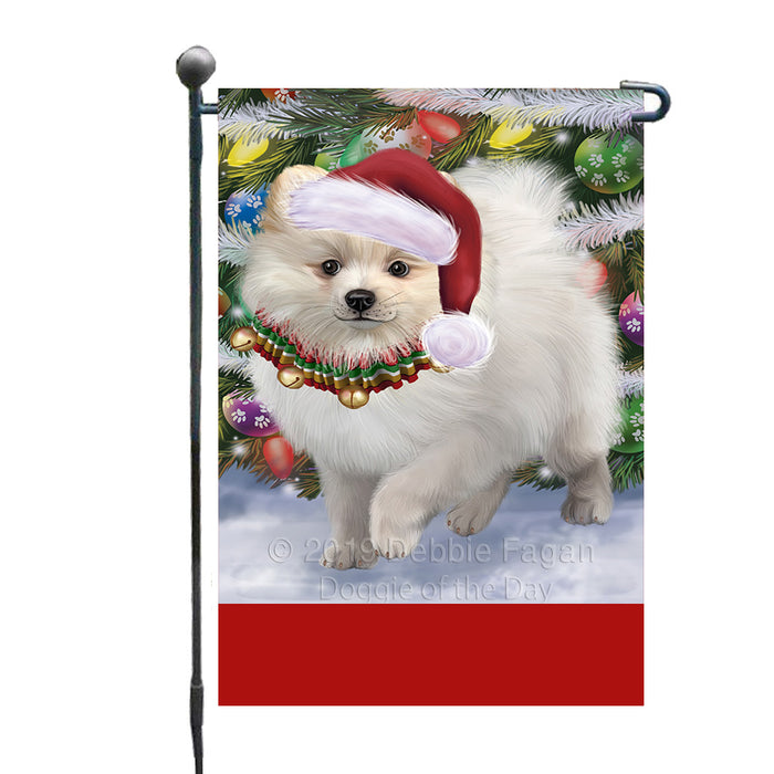 Personalized Trotting in the Snow Pomeranian Dog Custom Garden Flags GFLG-DOTD-A60771