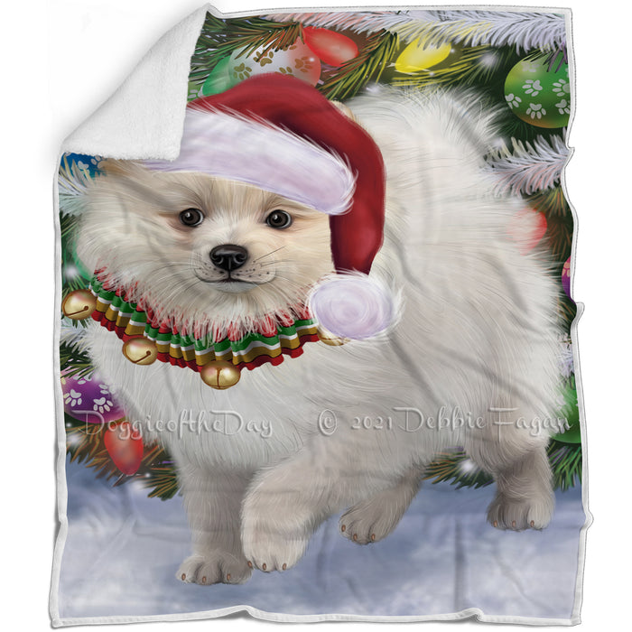 Trotting in the Snow Pomeranian Dog Blanket BLNKT142822
