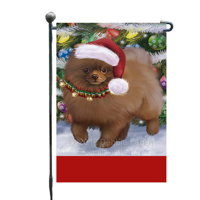 Personalized Trotting in the Snow Pomeranian Dog Custom Garden Flags GFLG-DOTD-A60772