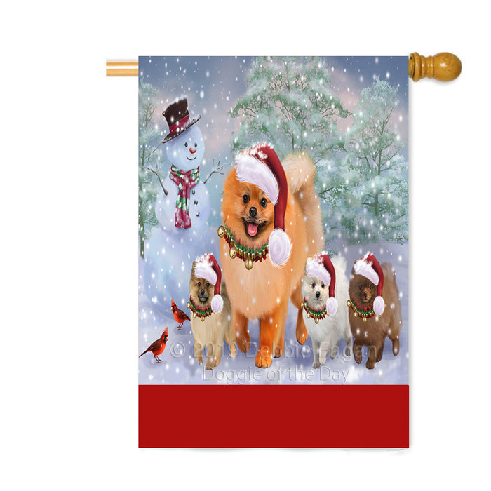 Personalized Christmas Running Family Pomeranian Dogs Custom House Flag FLG-DOTD-A60398