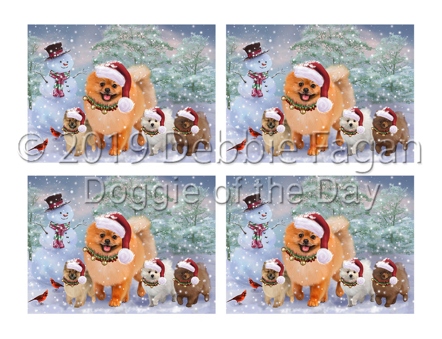 Christmas Running Fammily Pomeranian Dogs Placemat