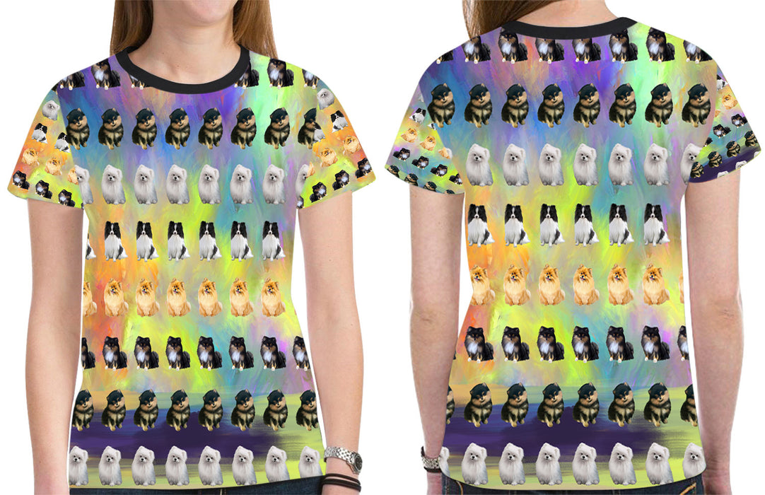 Paradise Wave Pomeranians Dogs All Over Print Mesh Women's T-shirt