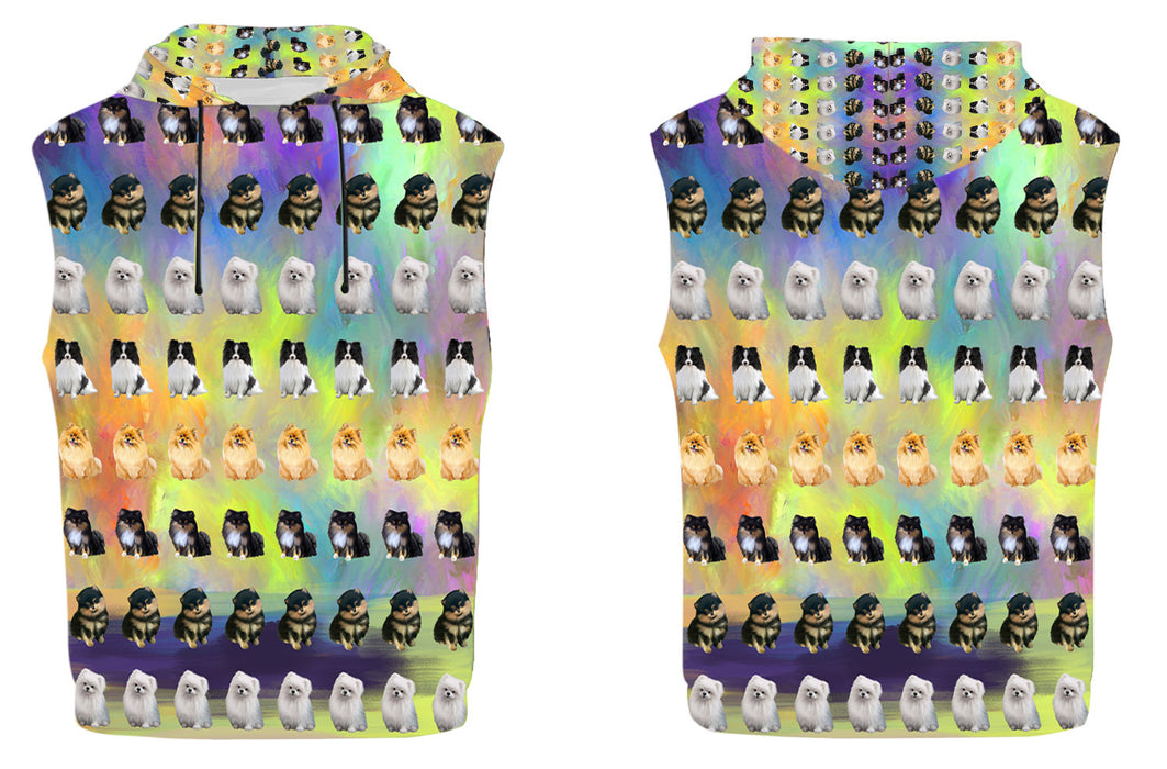 Paradise Wave Pomeranians Dogs All Over Print Sleeveless Women's Hoodie
