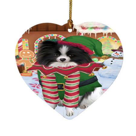 Christmas Gingerbread House Candyfest Pomeranian Dog Heart Christmas Ornament HPOR56834