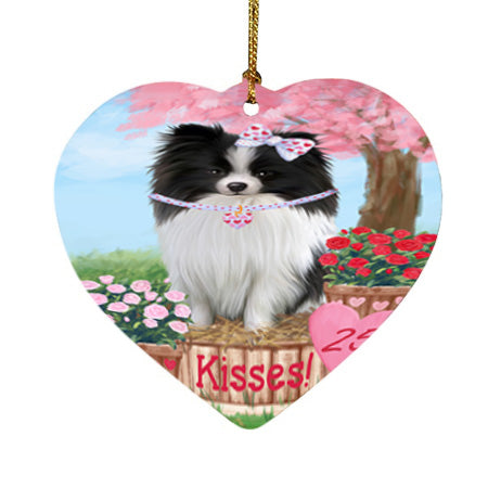 Rosie 25 Cent Kisses Pomeranian Dog Heart Christmas Ornament HPOR56343