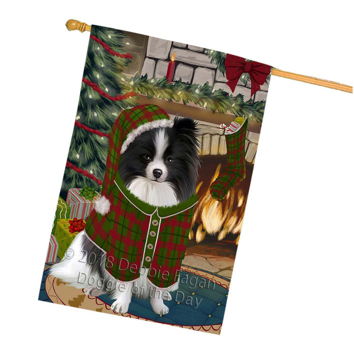 The Stocking was Hung Pomeranian Dog House Flag FLG55991