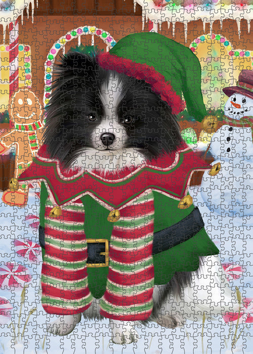 Christmas Gingerbread House Candyfest Pomeranian Dog Puzzle with Photo Tin PUZL94112