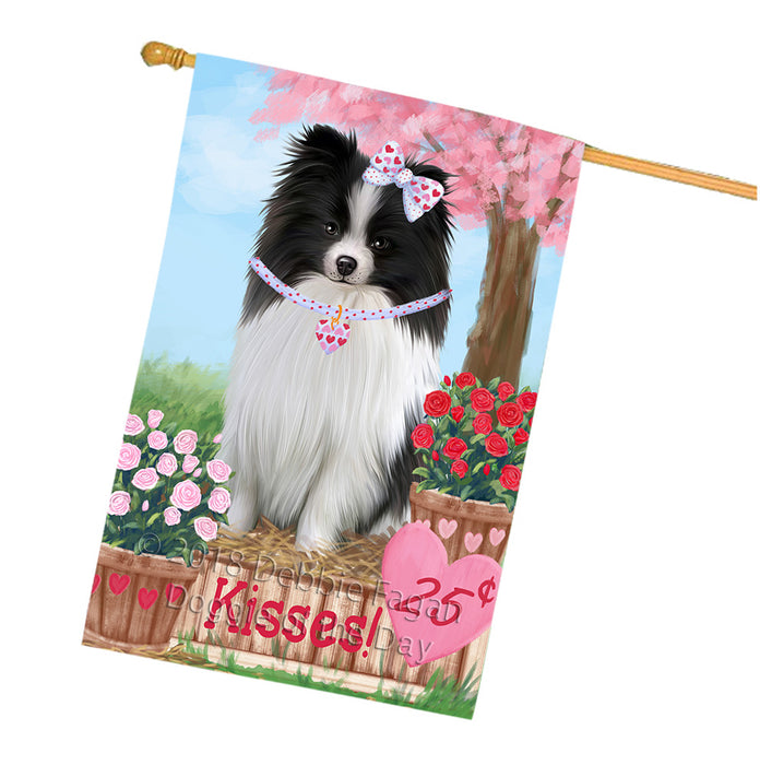 Rosie 25 Cent Kisses Pomeranian Dog House Flag FLG56671