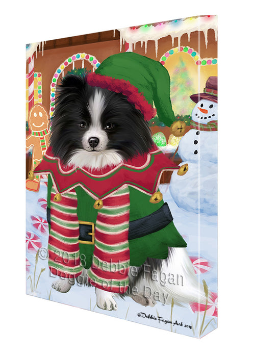Christmas Gingerbread House Candyfest Pomeranian Dog Canvas Print Wall Art Décor CVS130526