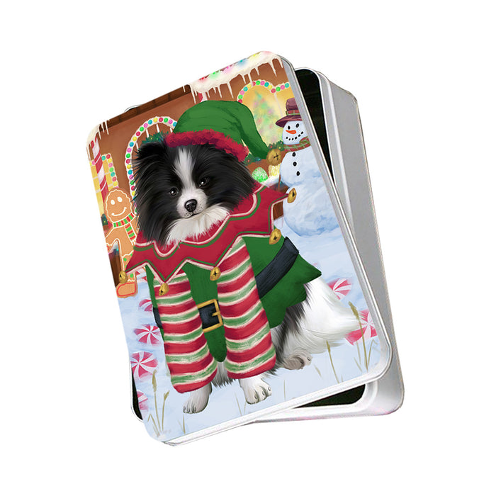 Christmas Gingerbread House Candyfest Pomeranian Dog Photo Storage Tin PITN56421
