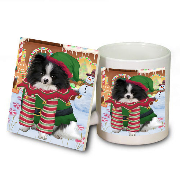 Christmas Gingerbread House Candyfest Pomeranian Dog Mug and Coaster Set MUC56470