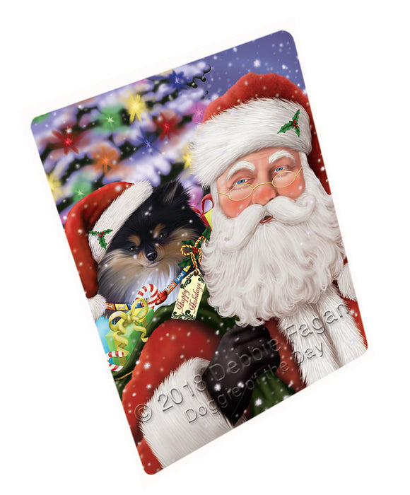 Santa Carrying Pomeranian Dog and Christmas Presents Large Refrigerator / Dishwasher Magnet RMAG84906